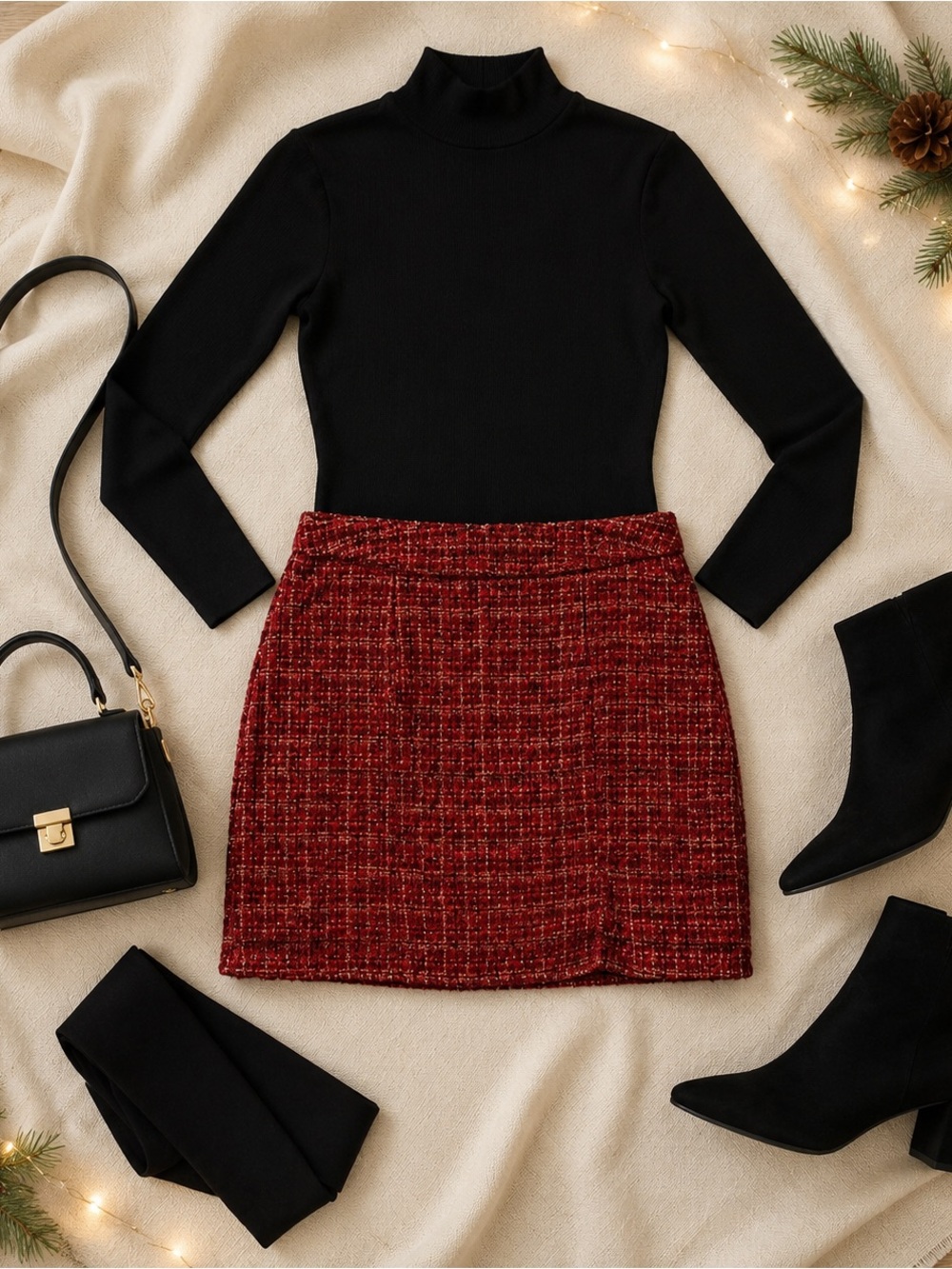 Blue Rain Francesca’s Burgundy Metallic Tweed Mini Skirt Large